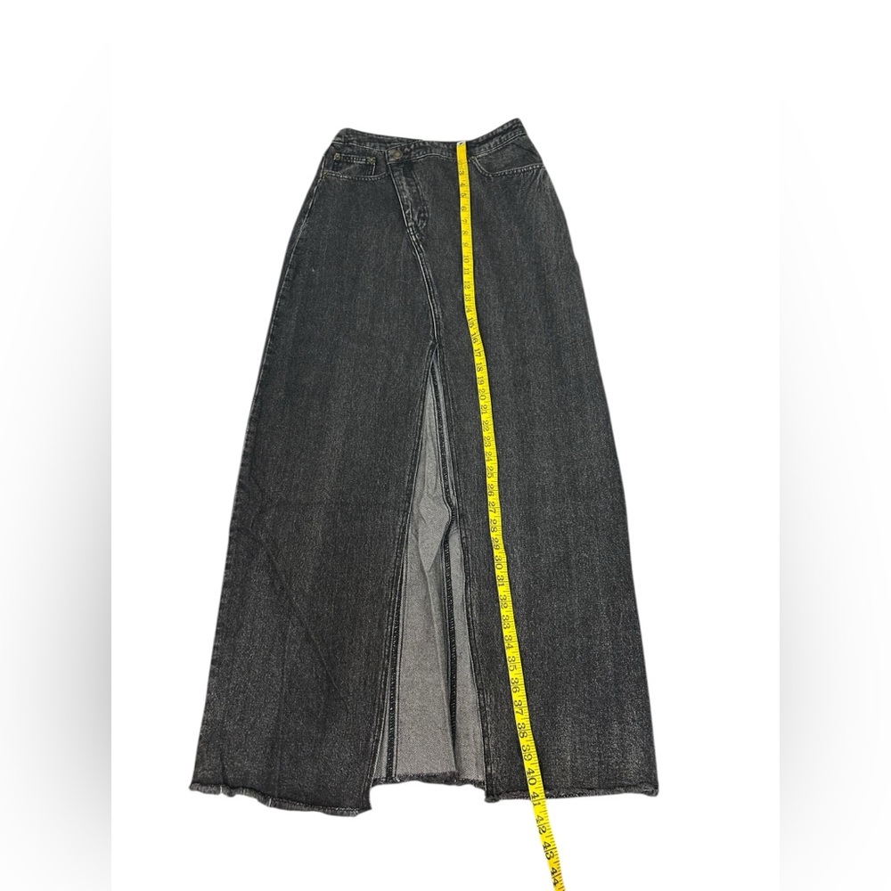 Dressed in Lala Maxi Black Denim Slit Skirt small Casual Fashion Slant NWT - Picture 7 of 10
